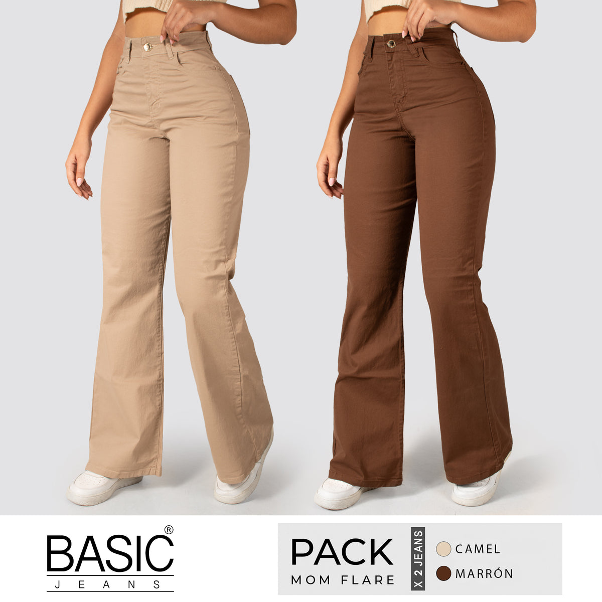 Pack Mom Flare Mujer Color (Marrón-Camel ) 2 Unidades