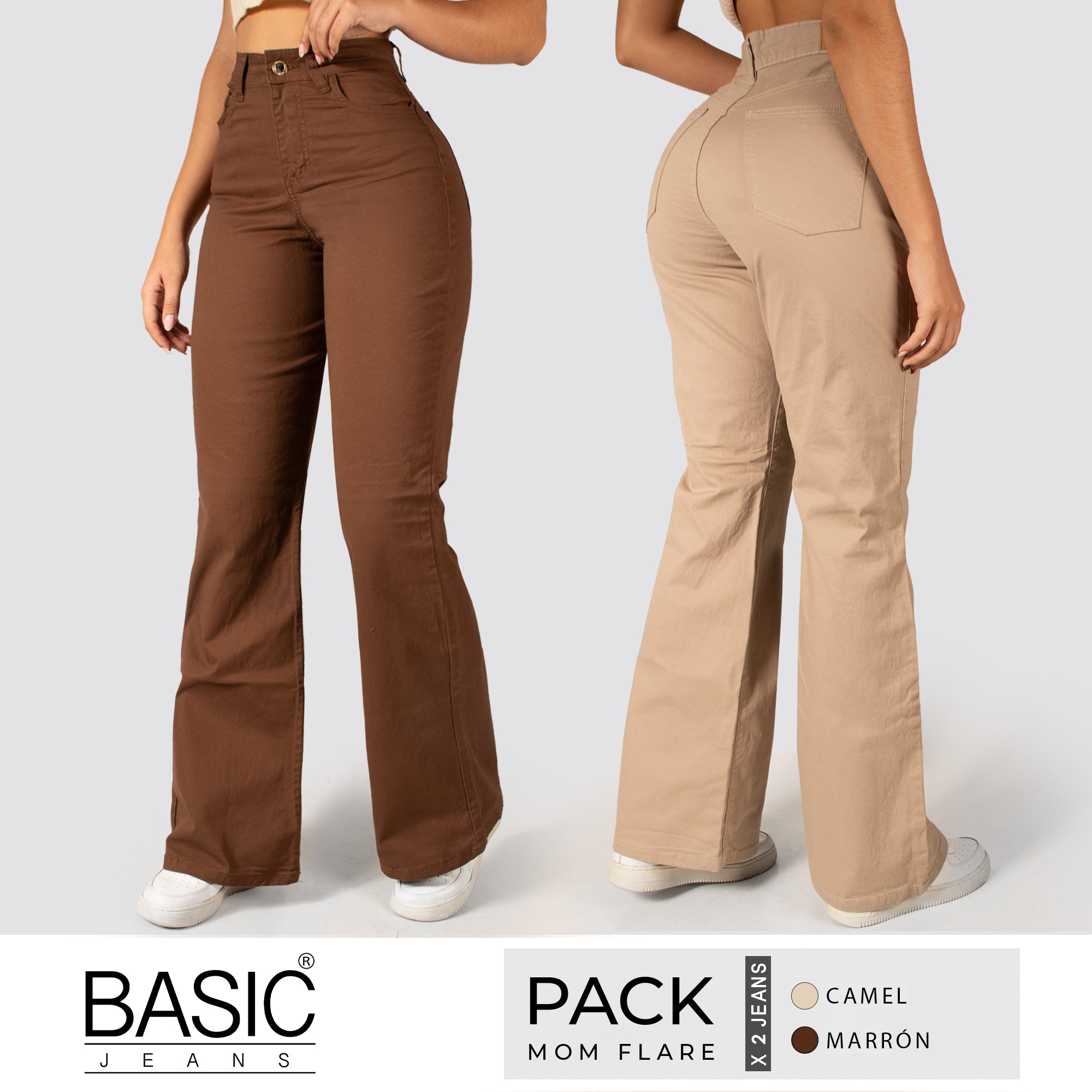 Pack Mom Flare Mujer Color (Marrón-Camel ) 2 Unidades